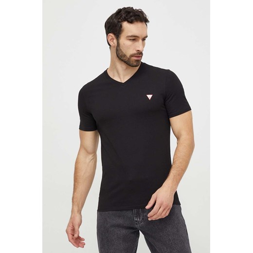 Guess t-shirt bawełniany męski kolor czarny z nadrukiem M2YI37 I3Z14 ze sklepu ANSWEAR.com w kategorii T-shirty męskie - zdjęcie 169329262