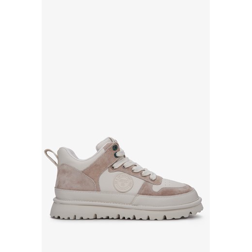 ES8: Beżowe sneakersy damskie ze skóry naturalnej i weluru ze sklepu Estro w kategorii Buty sportowe damskie - zdjęcie 169330470