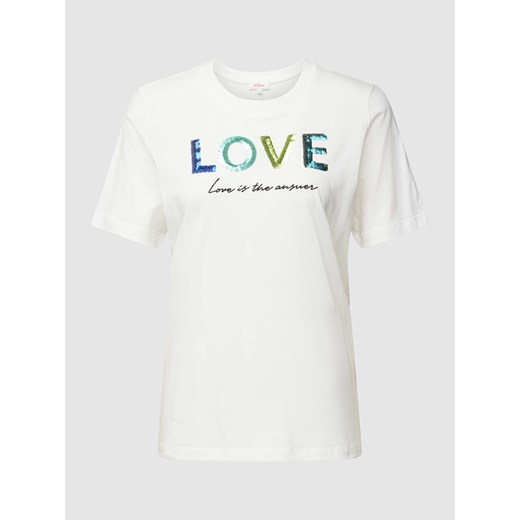 T-shirt z nadrukiem ze sloganem ze sklepu Peek&Cloppenburg  w kategorii Bluzki damskie - zdjęcie 169330801