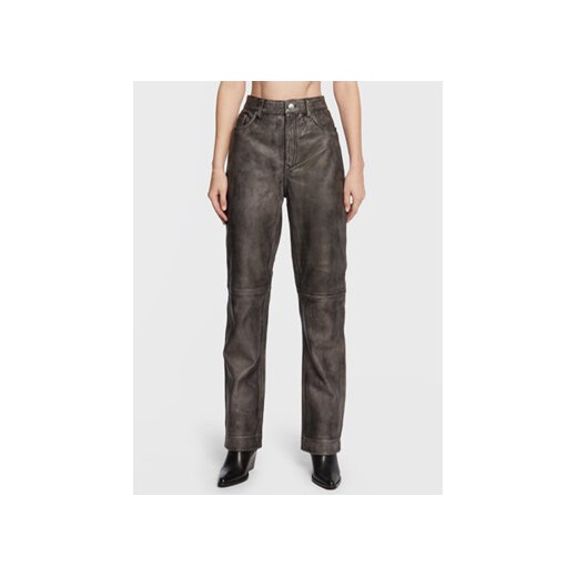 Remain Spodnie skórzane Lynn RM1819 Czarny Regular Fit ze sklepu MODIVO w kategorii Spodnie damskie - zdjęcie 169340220