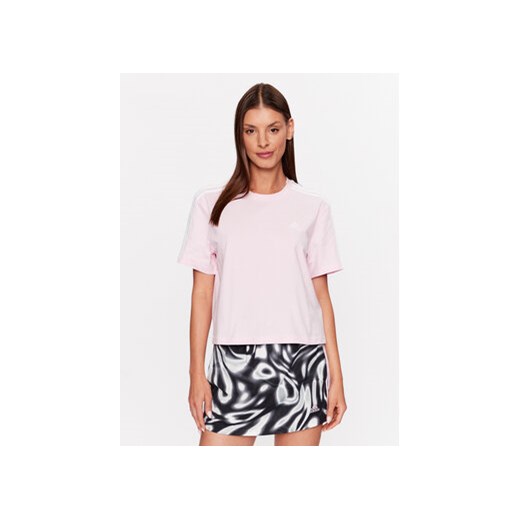 adidas T-Shirt Essentials 3-Stripes Single Jersey Crop Top IC0760 Różowy Loose S wyprzedaż MODIVO