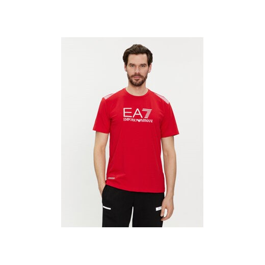 EA7 Emporio Armani T-Shirt 3DPT29 PJULZ 1461 Czerwony Regular Fit ze sklepu MODIVO w kategorii T-shirty męskie - zdjęcie 169340761