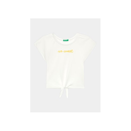 United Colors Of Benetton T-Shirt 3096G108Y Biały Regular Fit ze sklepu MODIVO w kategorii Bluzki dziewczęce - zdjęcie 169340840