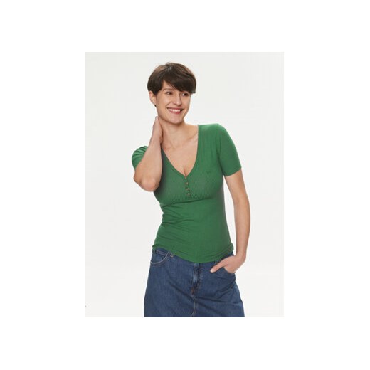 Lee T-Shirt Henley 112350211 Zielony Slim Fit ze sklepu MODIVO w kategorii Bluzki damskie - zdjęcie 169341034