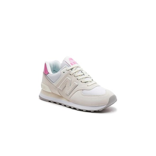 Buty sportowe damskie beżowe New Balance sneakersy płaskie wiązane