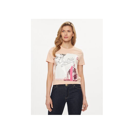 Guess T-Shirt W4GI17 I3Z14 Beżowy Regular Fit ze sklepu MODIVO w kategorii Bluzki damskie - zdjęcie 169341213