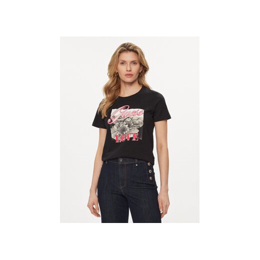 Guess T-Shirt Collage W4GI17 I3Z14 Czarny Regular Fit ze sklepu MODIVO w kategorii Bluzki damskie - zdjęcie 169341284