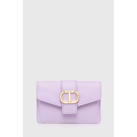 Twinset portfel skórzany damski kolor fioletowy ze sklepu ANSWEAR.com w kategorii Portfele damskie - zdjęcie 169355570