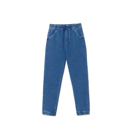 Cropp - Niebieskie jeansy jogger - niebieski ze sklepu Cropp w kategorii Jeansy damskie - zdjęcie 169374463