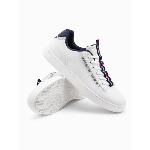 Buty męskie sneakersy z kontrastowymi detalami - białe V1 OM-FOSL-0112 44 Edoti