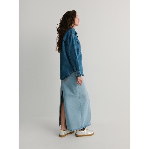 Koszula damska niebieska Reserved na wiosnę z jeansu 
