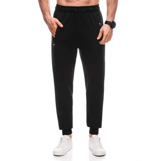 Spodnie męskie dresowe 1437P - czarne ze sklepu Edoti w kategorii Spodnie męskie - zdjęcie 169393520