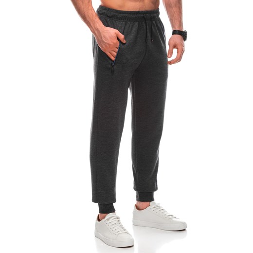 Spodnie męskie dresowe 1441P - grafitowe ze sklepu Edoti w kategorii Spodnie męskie - zdjęcie 169393531