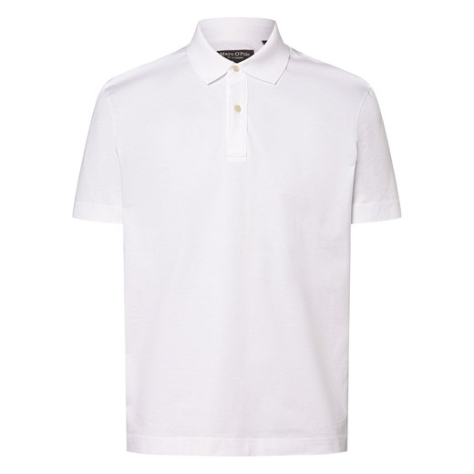 Marc O'Polo Męska koszulka polo Mężczyźni Bawełna biały jednolity ze sklepu vangraaf w kategorii T-shirty męskie - zdjęcie 169394491