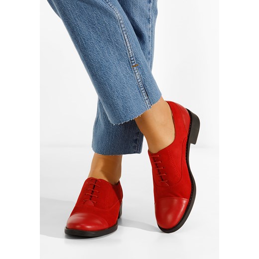 Czerwone oxfordy damskie Genave ze sklepu Zapatos w kategorii Półbuty damskie - zdjęcie 169394693
