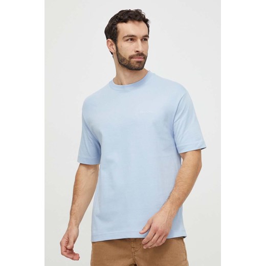 Marc O&apos;Polo t-shirt bawełniany męski kolor niebieski gładki 422208351374 ze sklepu ANSWEAR.com w kategorii T-shirty męskie - zdjęcie 169396592