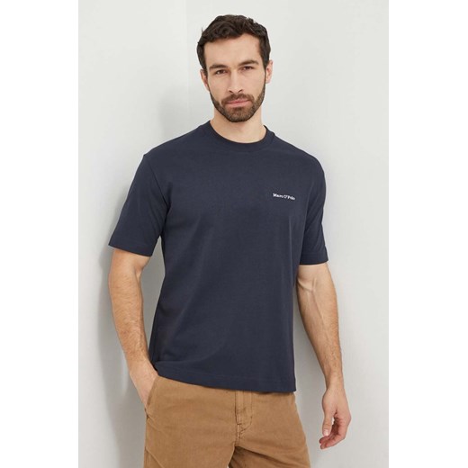 Marc O&apos;Polo t-shirt bawełniany męski kolor granatowy gładki ze sklepu ANSWEAR.com w kategorii T-shirty męskie - zdjęcie 169396600