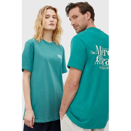 Mercer Amsterdam t-shirt bawełniany The Heavy Tee kolor zielony z nadrukiem MEAP241002 ze sklepu ANSWEAR.com w kategorii T-shirty męskie - zdjęcie 169396624