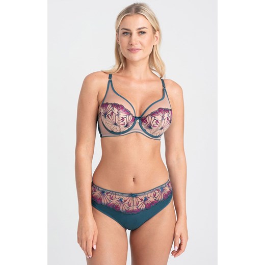 Biustonosz push-up z haftem morski Olette A338, Kolor morski, Rozmiar 65D, Samanta 75E Intymna