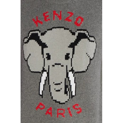 Sweter męski Kenzo z napisami szary bawełniany 