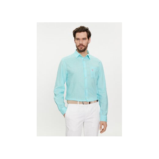 Guess Koszula F4GH00 WG3L0 Niebieski Regular Fit ze sklepu MODIVO w kategorii Koszule męskie - zdjęcie 169402690