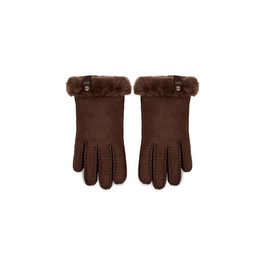 Ugg Rękawiczki Damskie W Shorty Glove W Leather Trim 17367 Brązowy ze sklepu MODIVO w kategorii Rękawiczki damskie - zdjęcie 169402782
