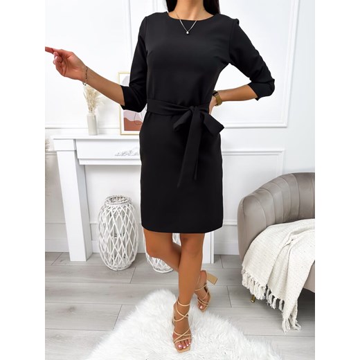 Czarna Sukienka z Paskiem Modnakiecka.pl 36 ModnaKiecka.pl