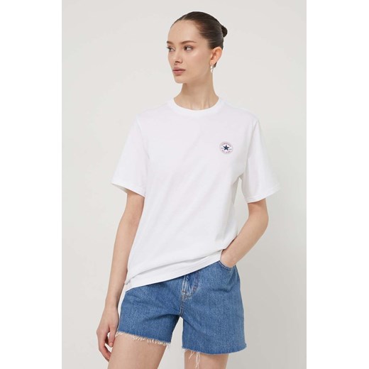 Converse t-shirt bawełniany kolor beżowy z nadrukiem ze sklepu ANSWEAR.com w kategorii T-shirty męskie - zdjęcie 169407414