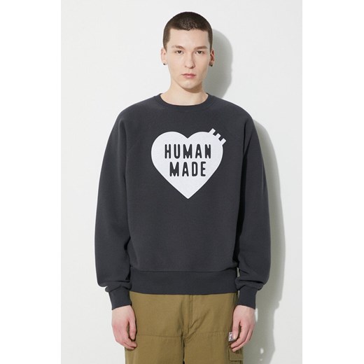 Human Made bluza Sweatshirt męska kolor szary z kapturem z nadrukiem HM26CS041 ze sklepu PRM w kategorii Bluzy męskie - zdjęcie 169412371