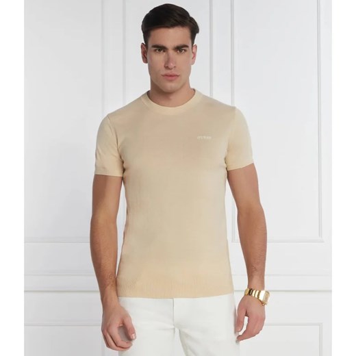 GUESS T-shirt | Regular Fit | z dodatkiem jedwabiu ze sklepu Gomez Fashion Store w kategorii T-shirty męskie - zdjęcie 169415080