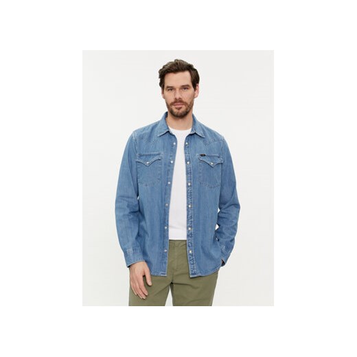 Lee Koszula jeansowa Western 112349983 Niebieski Regular Fit ze sklepu MODIVO w kategorii Koszule męskie - zdjęcie 169416760