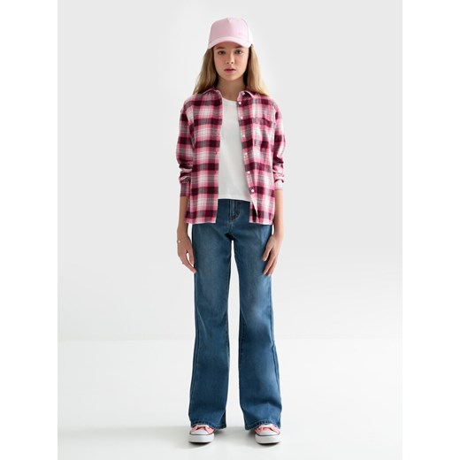 Koszula dziewczęca w kratę różowa Benara 601 ze sklepu Big Star w kategorii Koszule dziewczęce - zdjęcie 169418181