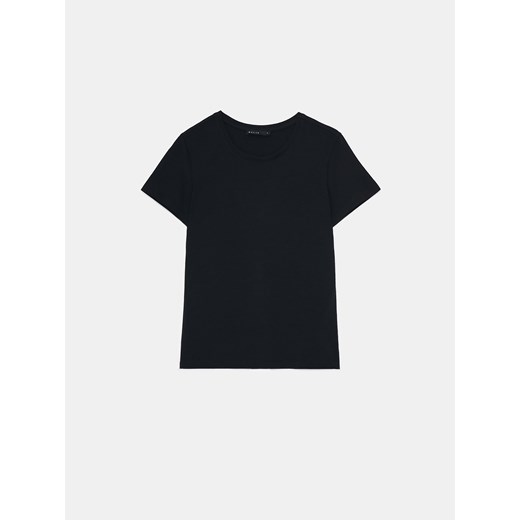 Mohito - Czarna koszulka z bawełny - czarny ze sklepu Mohito w kategorii Bluzki damskie - zdjęcie 169418381