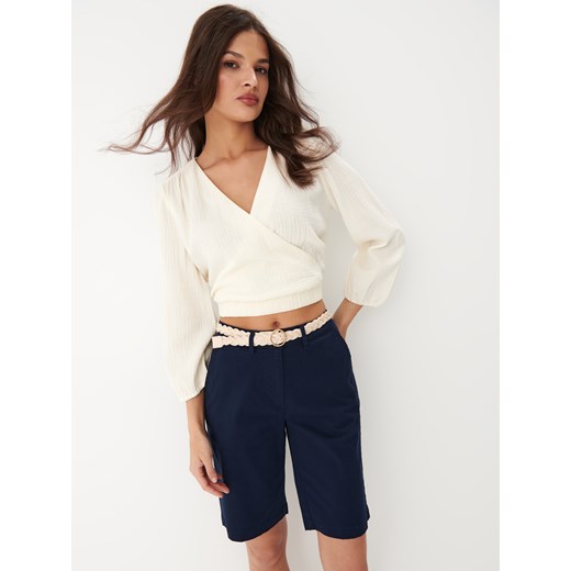 Mohito - Granatowe bermudy - granatowy Mohito 38 okazyjna cena Mohito