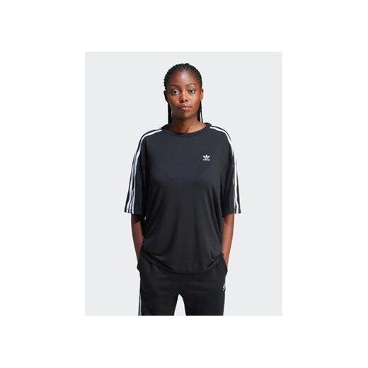 adidas T-Shirt 3-Stripes IU2406 Czarny Oversize ze sklepu MODIVO w kategorii Bluzki damskie - zdjęcie 169423421
