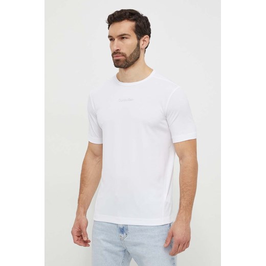 Calvin Klein Performance t-shirt treningowy kolor biały gładki ze sklepu ANSWEAR.com w kategorii T-shirty męskie - zdjęcie 169426950
