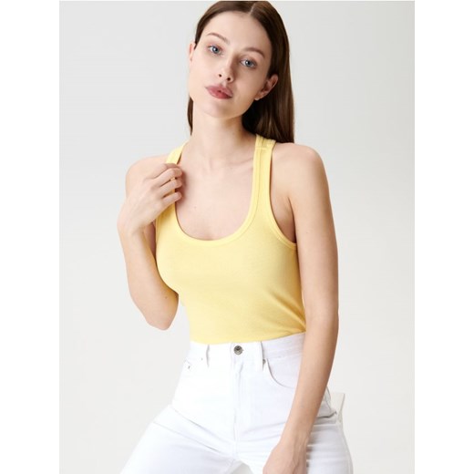 Sinsay - Top w prążki - żółty Sinsay XL okazyjna cena Sinsay