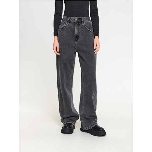 Sinsay - Jeansy baggy high waist - czarny Sinsay 34 wyprzedaż Sinsay