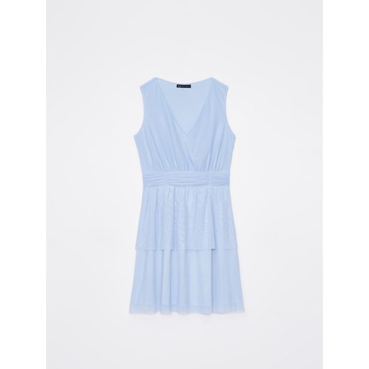 Mohito - Niebieska sukienka mini z dzianiny mesh - błękitny - id: 7285Y-05X - marki Mohito - 169441133 Mohito - Niebieska sukienka mini z dzianiny mesh - błękitny ze sklepu Mohito w kategorii Sukienki - zdjęcie 169441133