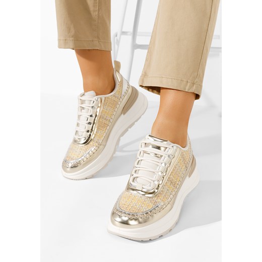 Złote sneakersy na platformie Ellana ze sklepu Zapatos w kategorii Buty sportowe damskie - zdjęcie 169442430