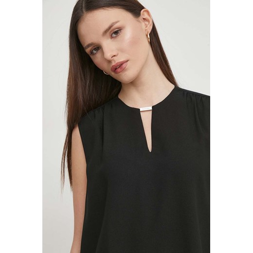 Calvin Klein bluzka damska kolor czarny gładka ze sklepu ANSWEAR.com w kategorii Bluzki damskie - zdjęcie 169442832