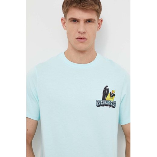 Guess t-shirt bawełniany męski kolor niebieski z nadrukiem Guess S ANSWEAR.com