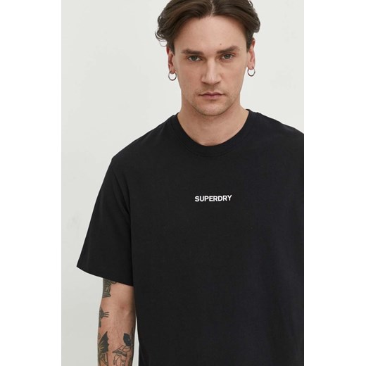 Superdry t-shirt bawełniany męski kolor czarny z aplikacją Superdry XL ANSWEAR.com