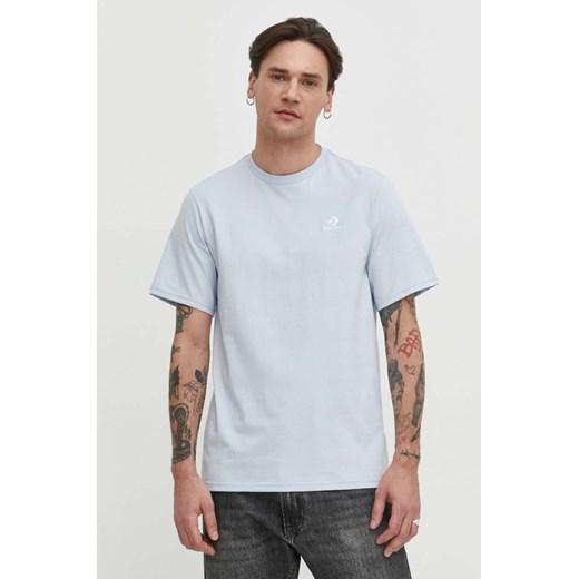 Converse t-shirt bawełniany kolor niebieski gładki ze sklepu ANSWEAR.com w kategorii T-shirty męskie - zdjęcie 169443231
