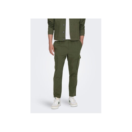 Only & Sons Spodnie materiałowe 22024998 Zielony Tapered Fit ze sklepu MODIVO w kategorii Spodnie męskie - zdjęcie 169446672