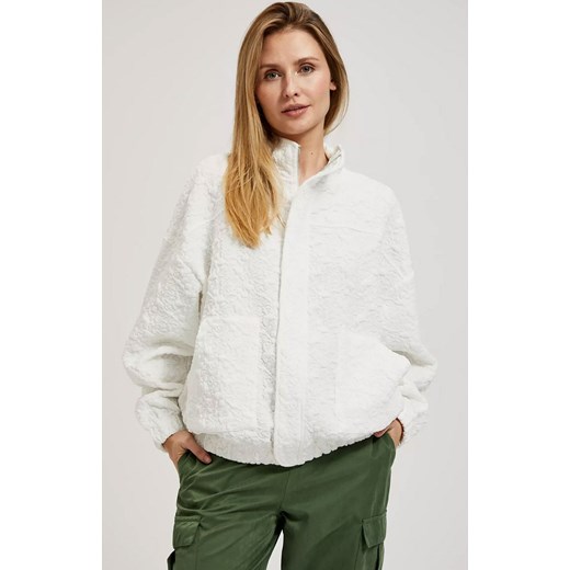 Biała bluza damska zapinana na zamek 4318, Kolor biały, Rozmiar XS, Moodo ze sklepu Primodo w kategorii Bluzy damskie - zdjęcie 169446844