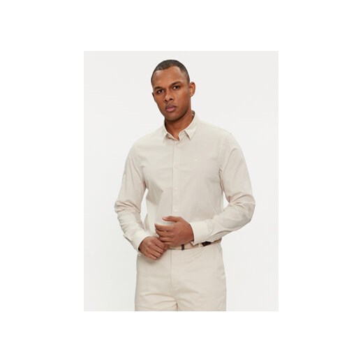 Calvin Klein Koszula K10K110856 Beżowy Slim Fit ze sklepu MODIVO w kategorii Koszule męskie - zdjęcie 169450343