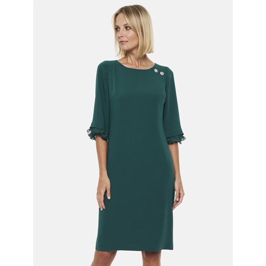 Zielona sukienka z falbankami na rękawach Potis & Verso Rina ze sklepu Eye For Fashion w kategorii Sukienki - zdjęcie 169450903