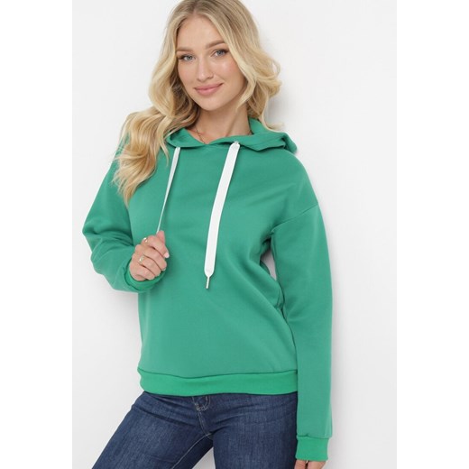 Zielona Bluza z Kapturem Matiale ze sklepu Born2be Odzież w kategorii Bluzy damskie - zdjęcie 169451171