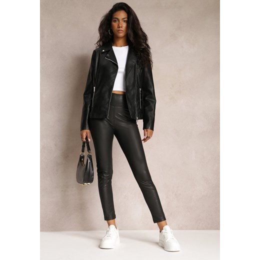 Czarne Legginsy z Ekoskóry Favi ze sklepu Renee odzież w kategorii Spodnie damskie - zdjęcie 169451921